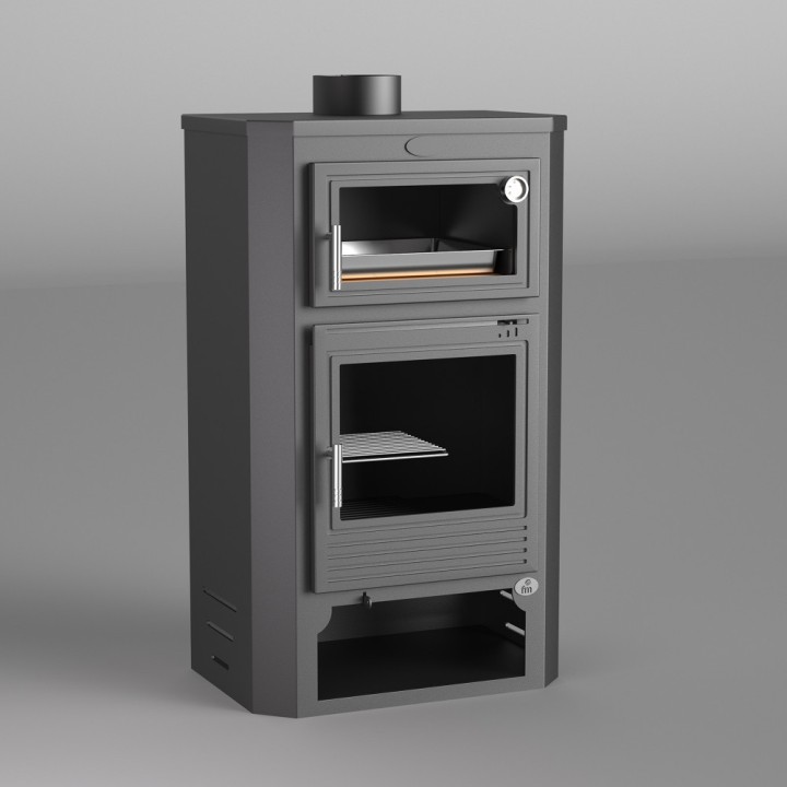 Estufa de leña frontal con horno envolvente M-104 - FM Calefacción 2
