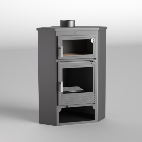 Estufa de leña rincón con horno envolvente M-105 H - FM Calefacción