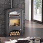 Estufa de leña frontal con horno inox envolvente M-106 - FM Calefacción Estufa de leña frontal con horno inox envolvente M-106 - FM Calefacción