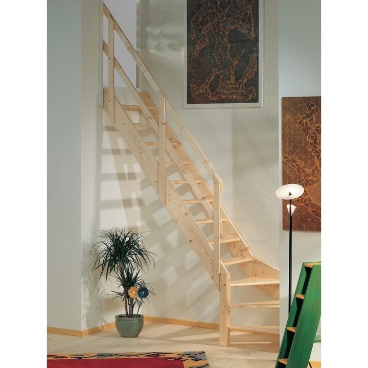 Escalera recta de madera NORMANDIA cuarto de giro - Maydisa 1