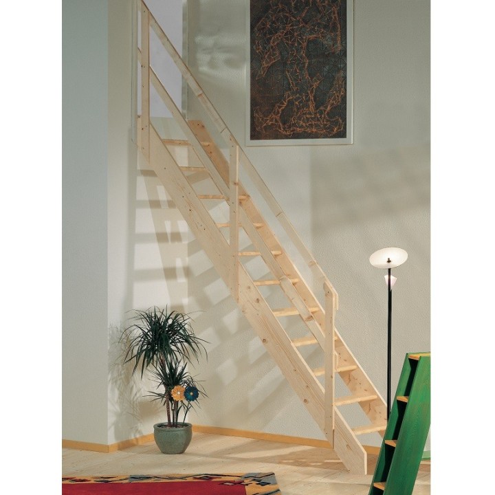 Escalera recta de madera NORMANDIA cuarto de giro - Maydisa 2