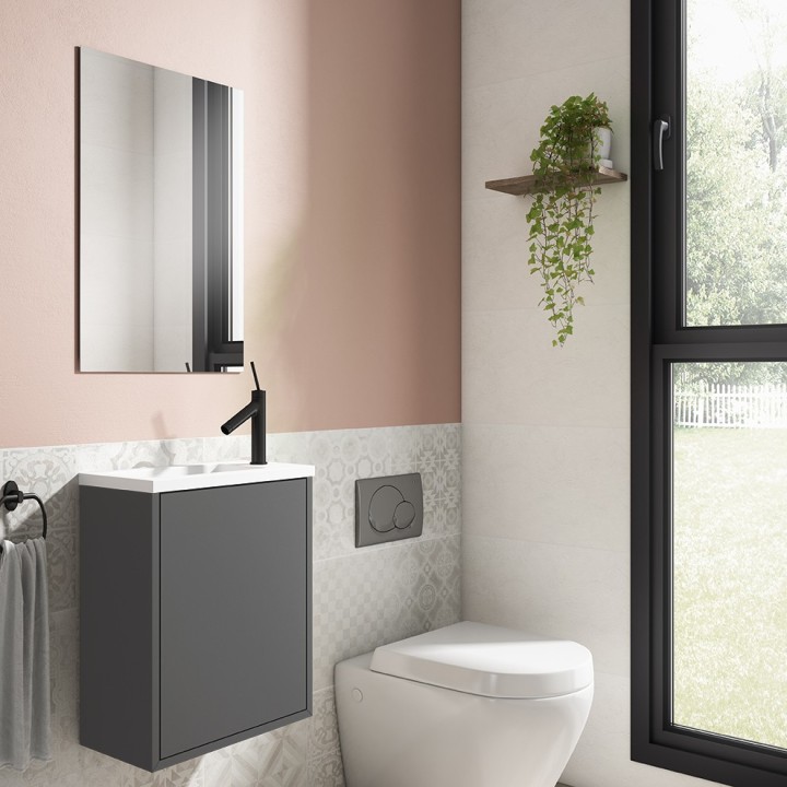 Mueble baño suspendido LOFT con lavabo y espejo - Visobath 3