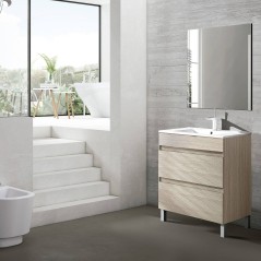 Mueble baño con patas BOX 2C con lavabo integrado - Visobath