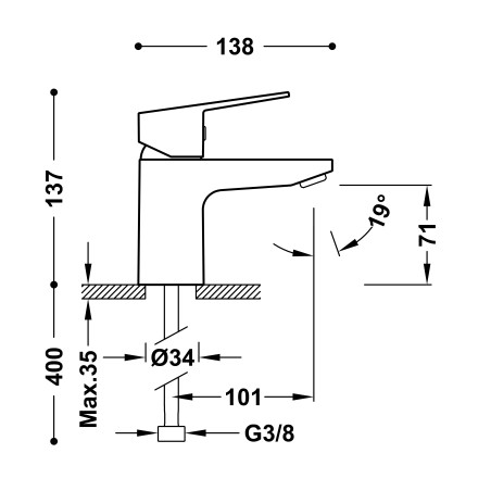 Monomando lavabo BASE-TRES cromo - 21510310