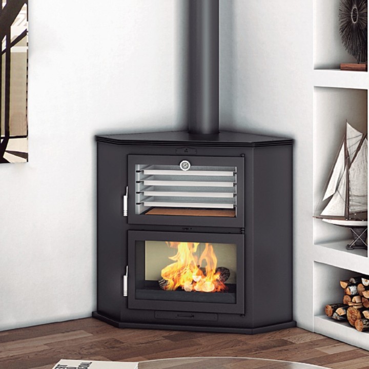 Estufa de leña rincón con horno HL-200 RF - FM Calefacción 1