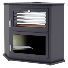 Estufa de leña rincón con horno HL-200 R - FM Calefacción