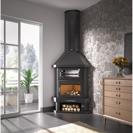 Chimenea de leña con horno C-300 RH - FM Calefacción