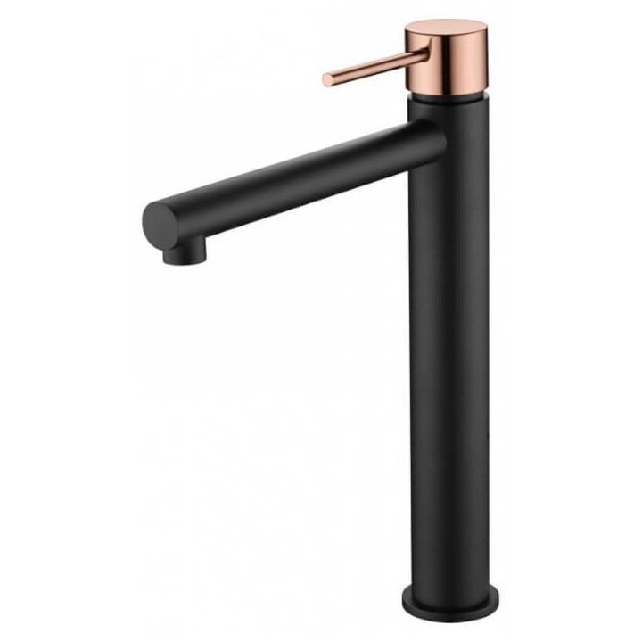 Monomando lavabo alto MILOS STICK negro oro rosa - BDYS045-3NOR