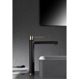 Monomando lavabo alto MILOS STICK negro oro rosa - BDYS045-3NOR 3