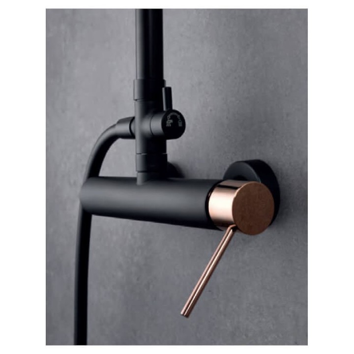 Conjunto monomando ducha MILOS STICK negro oro rosa - BDYS045/NOR 4