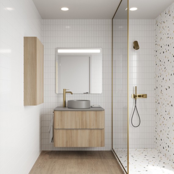 Muebles de baño suspendidos de diseño moderno y lavabo de encimera
