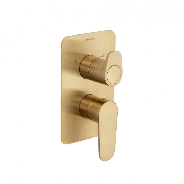 Monomando ducha empotrado 2-vías ALEXIA oro cepillado - 361502SOC 1