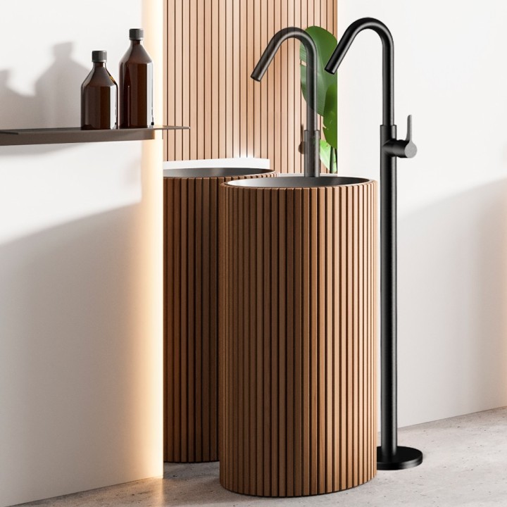 Monomando lavabo a suelo ADAGIO negro mate - 917603NM 2