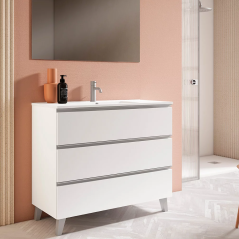 Mueble baño con patas GRANADA 3C con lavabo integrado - Visobath