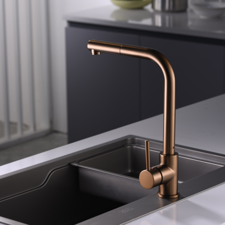 Monomando fregadero caño extraible MALTA oro rosa cepillado - GCE006/ORC