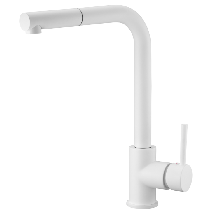 Monomando fregadero MALTA caño extraíble blanco mate - GCE006/BL 1