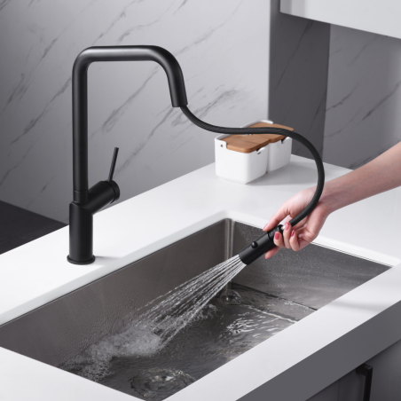 Monomando fregadero caño extraible BONN negro mate - GCE024/NG