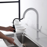 Monomando fregadero caño extraible SAMOA blanco mate - GCE017/BL