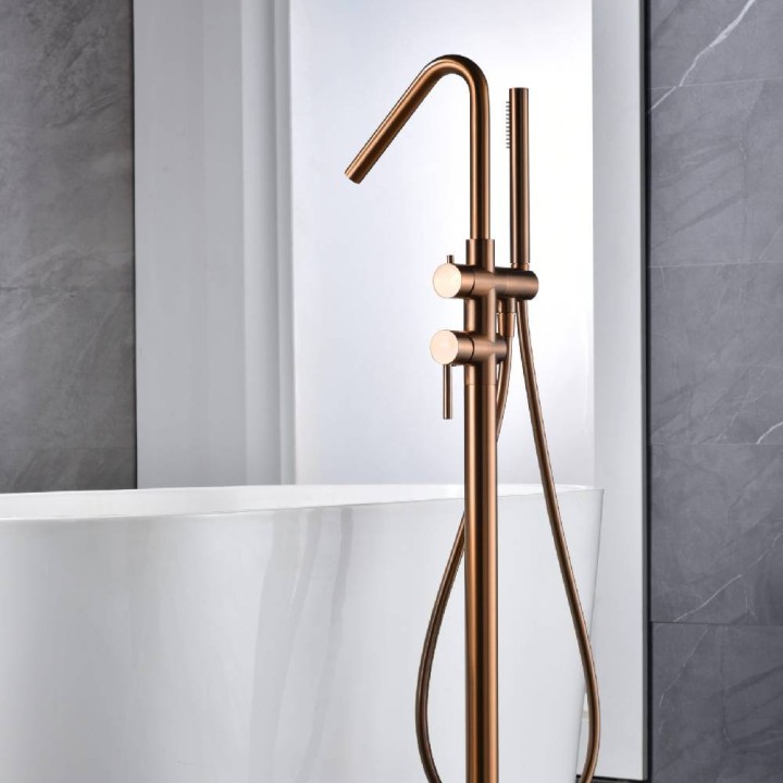 Monomando baño-ducha a suelo CORCEGA oro rosa cepillado - BBECO1/ORC 3