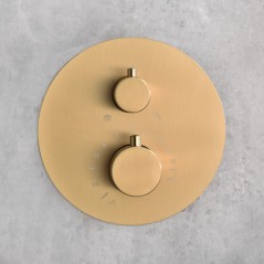 Kit termostático ducha empotrado 2-vías MONZA oro cepillado - GTM039/OC - Imex