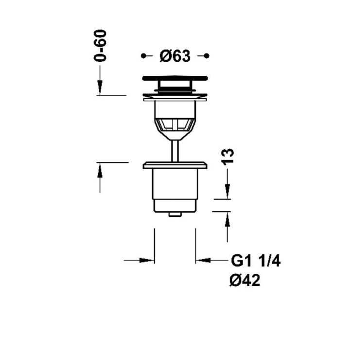 Válvula click 1.1/4" TRES SIMPLE RAPID cromo - 24284001 2
