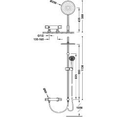 Conjunto termostático ducha OVER-WALL cromo - 19038501 - TRES