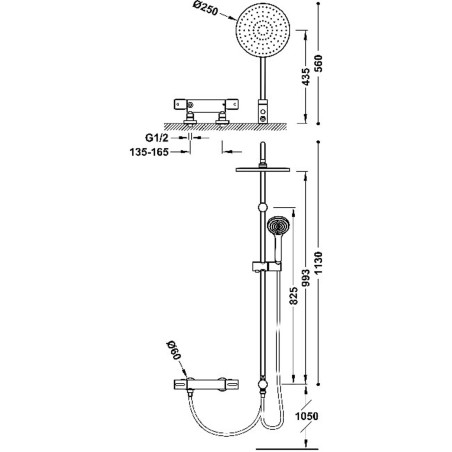 Conjunto termostático ducha OVER-WALL cromo - 19038501