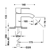 Monomando lavabo CUADRO-TRES cromo - 106103 2