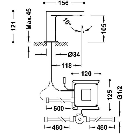 Grifo lavabo electrónico TRESTRONIC mezclador cromo - 20560302