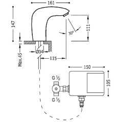 Grifo lavabo electrónico TRESTRONIC mezclador cromo - 19290603