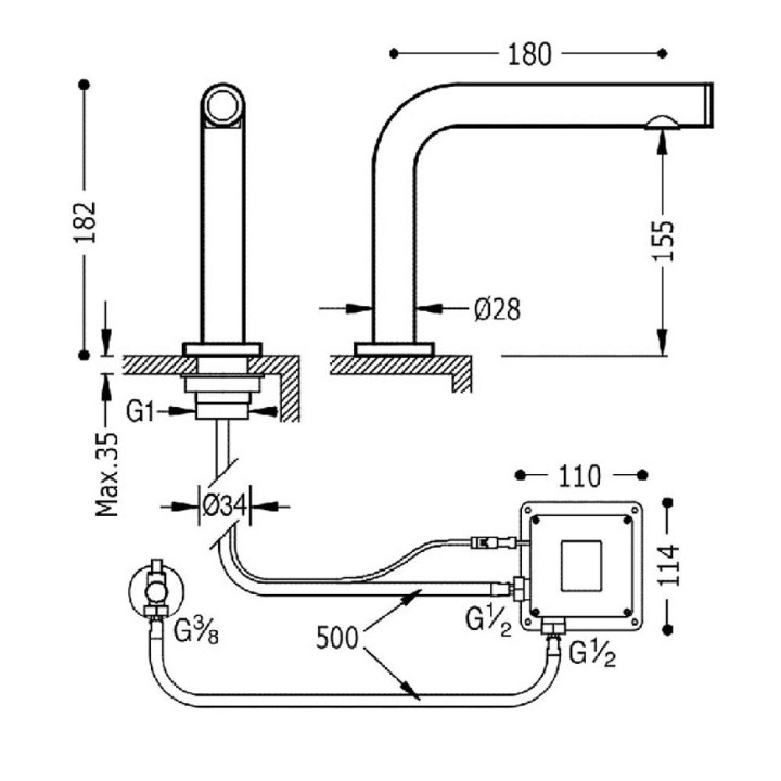 Grifo lavabo electrónico TOUCH-TRES 1 agua cromo - 06144701 2