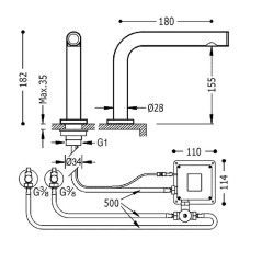 Grifo lavabo electrónico TOUCH-TRES mezclador cromo - 06144801 1