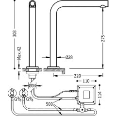 Grifo lavabo electrónico TOUCH-TRES mezclador cromo - 161446 1
