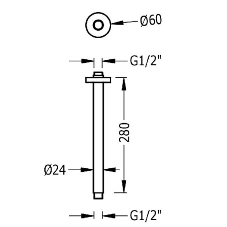Brazo techo 280 mm TRES cromo - 13462102