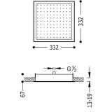 Rociador ducha a techo TRES 330x330 mm. cromo - 134714 2