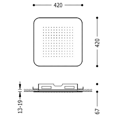 Rociador ducha a techo TRES INOX 420x420 mm. cromo - 29951607