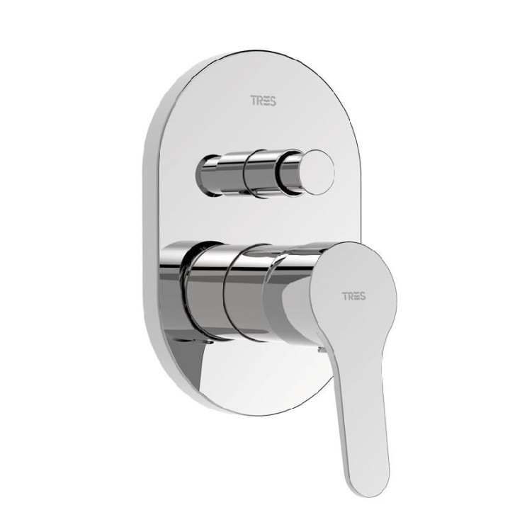 Monomando ducha empotrado 2-vías BASE-TRES cromo - 21518001 1