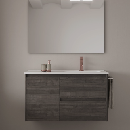 Mueble baño suspendido ALFA COMPACT 2 cajones 1 puerta lavabo Enzo - Royo Group