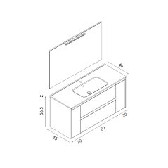 Mueble baño suspendido ALFA COMPACT 120 cm lavabo integrado - Royo Group