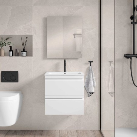 Mueble baño suspendido LAGOS 2C con lavabo integrado - Visobath