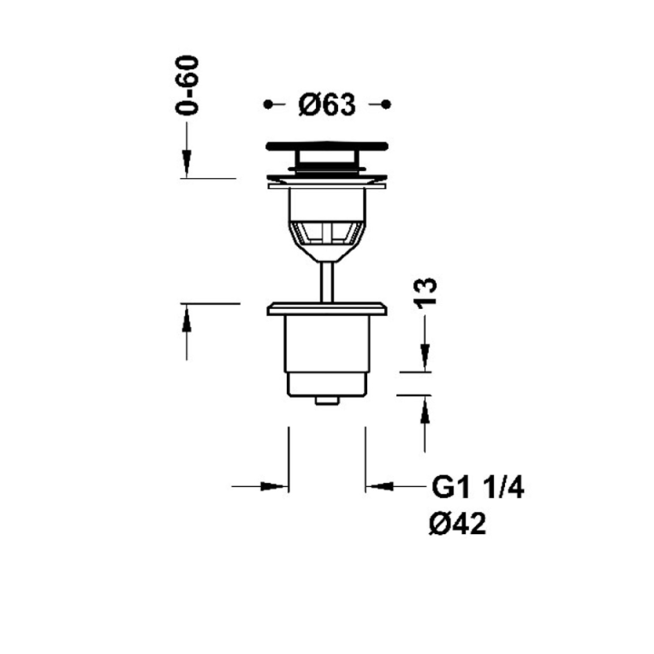 Válvula click 1.1/4" TRES SIMPLE RAPID blanco mate - 24284001BM 2