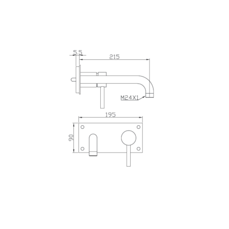Monomando lavabo empotrado TUBE cromo - 40110