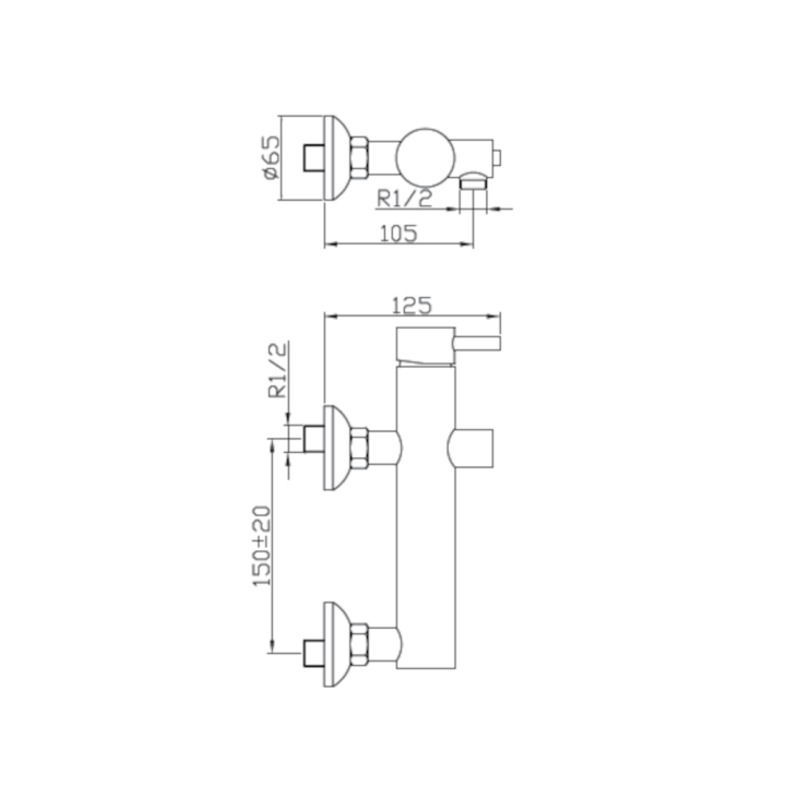 Monomando ducha TUBE cromo - 40424 2