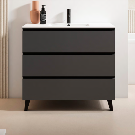 Mueble baño con patas GRANADA 3C con lavabo integrado - Visobath