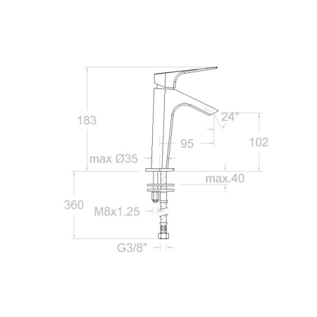 Monomando lavabo cascada URBAN CHIC Negro Mate - 210101NM