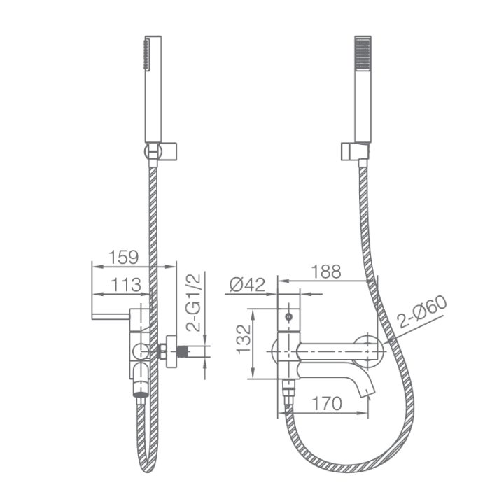 Monomando baño-ducha MONZA oro cepillado - BDM039-4OC 5