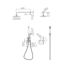 Kit monomando ducha empotrado 2-vías MONZA negro mate - GPM039/NG - Imex