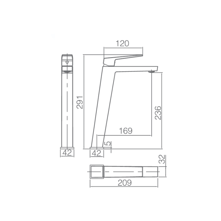 Monomando lavabo alto ART blanco mate - BDAR025-3BL 2