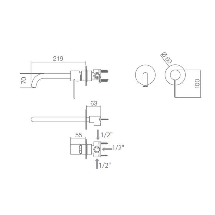 Monomando lavabo empotrado ETNA blanco mate - GLT023/BL 2
