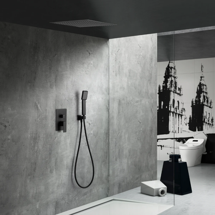 Kit monomando ducha empotrado 2-vías VOLGA negro mate - GET015/NG 1